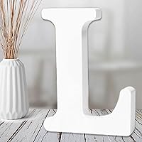 Vista 14 de AOCEAN Letras de madera blanca de 6 pulgadas, letras de madera sin terminar para decoración de pared, letras de pie, rebanadas, decoración