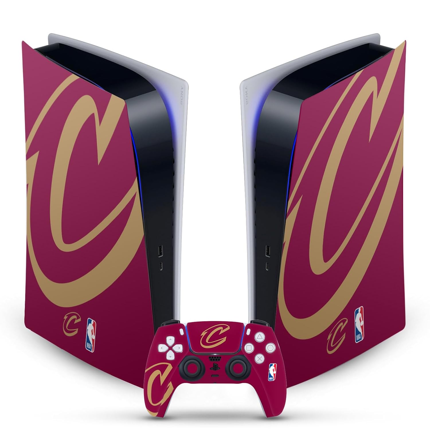 Head Case Designs Officially Licensed NBA Oversized Cleveland Cavaliers Logo Vinyl Faceplate Gaming Skin Decal Compatible With Sony PlayStation 5 PS5 Digital Edition Console and DualSense Controller