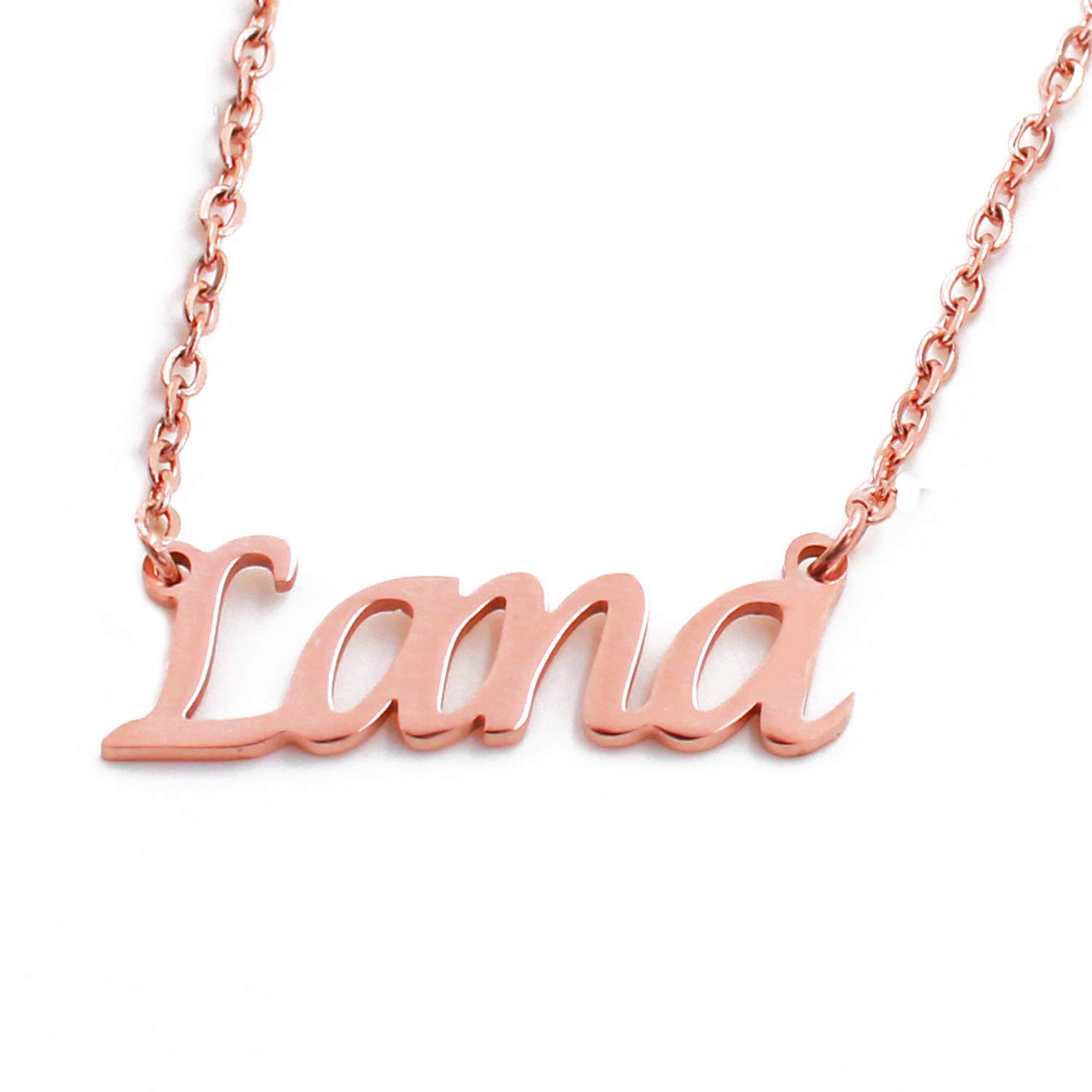 KiguLana Name Necklace Personalised 18ct Rose Gold Plated, Custom Dainty Name Pendants, Jewellery for Ladies, Girlfriend, Mother, Sister, Friends Inc Bag & Box