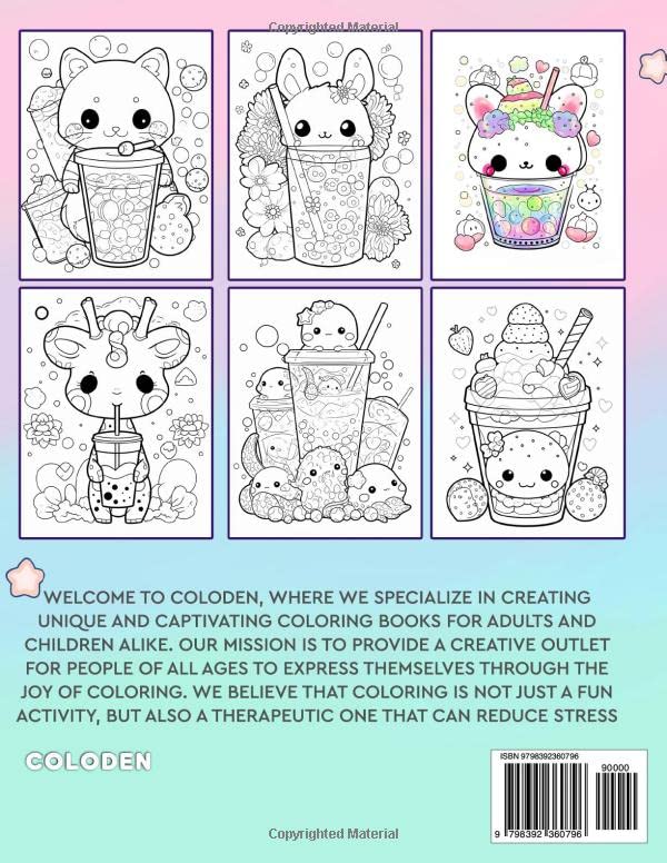 Miniatura 2 de Kawaii Bubble Tea Delight Coloring Book A Dreamy World of Bubble Tea Delights With Adorable Cute Illustrations For Stress Relief & Relaxation