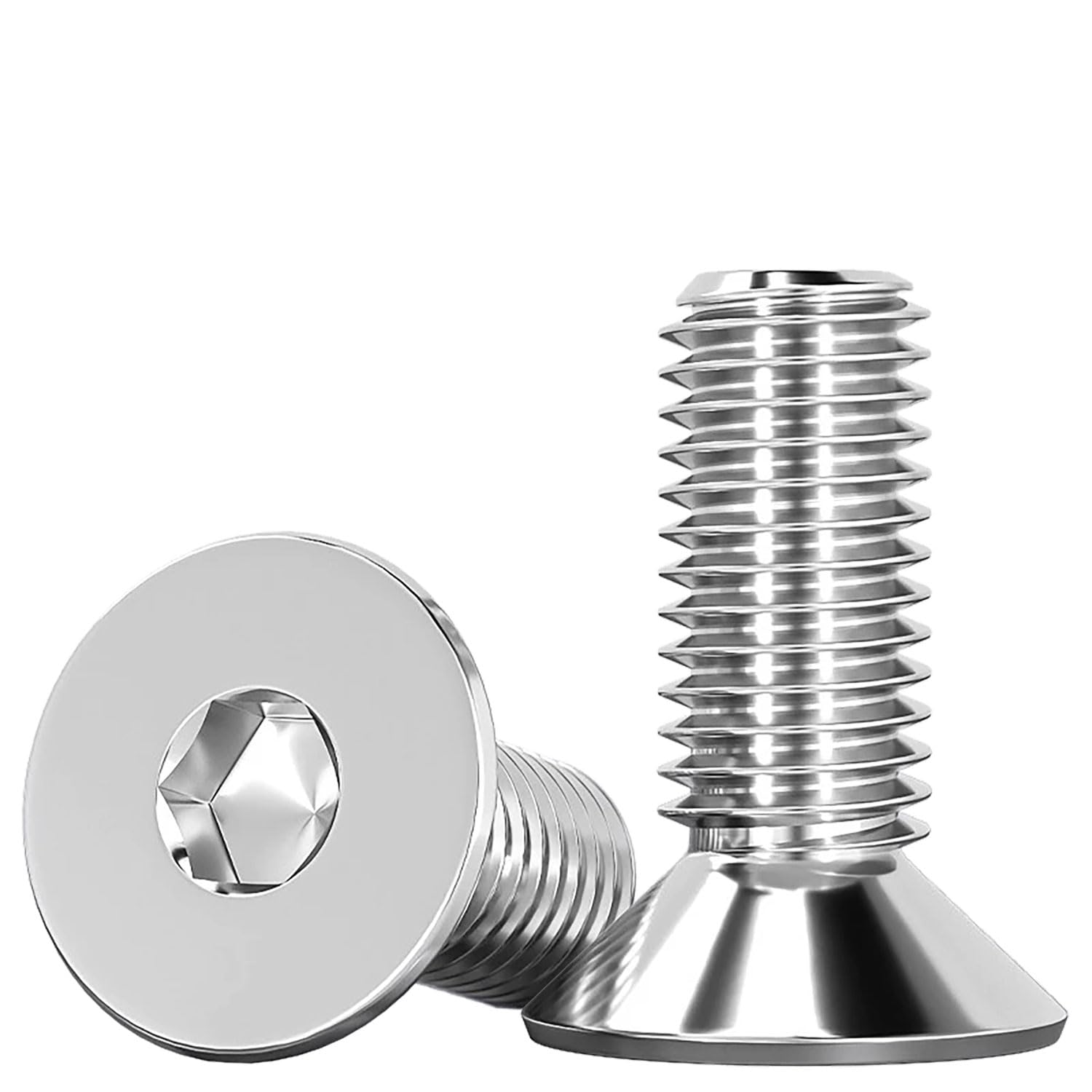 Humyu M4 Bolts, M4 Countersunk Bolts 12mm, 50Pcs 304 Stainless Steel Flat Head Hex Socket Cap Bolt, Full Thread Fasteners