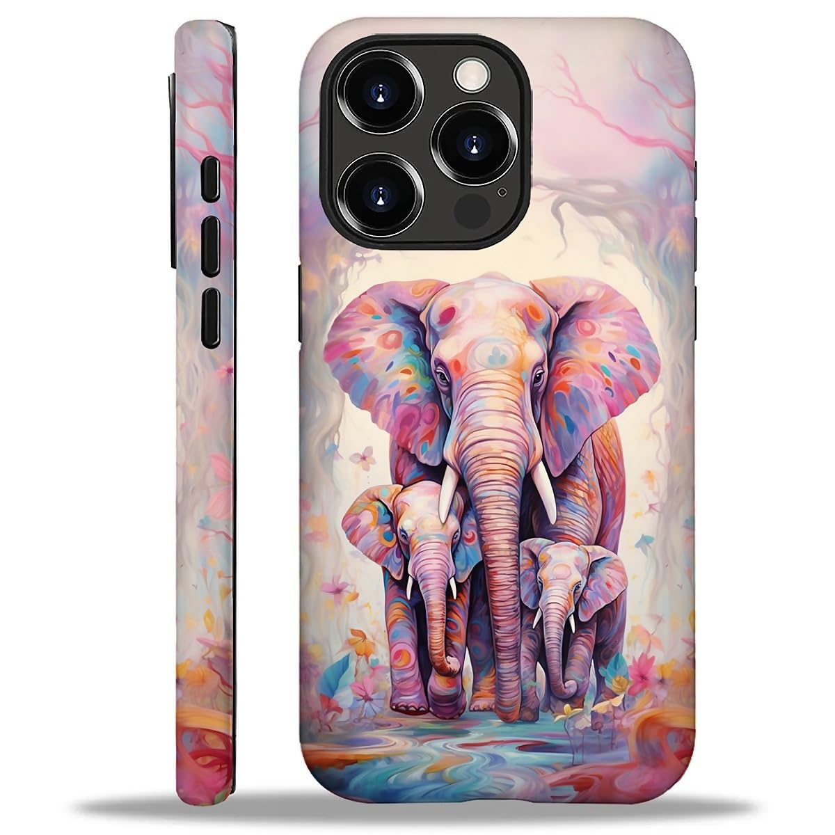 Compatible with iPhone 16 Pro Max Case,Love Elephant Pattern 2 in 1 Double Protection,Anti-Scratch Shockproof Case for iPhone 16 Pro Max