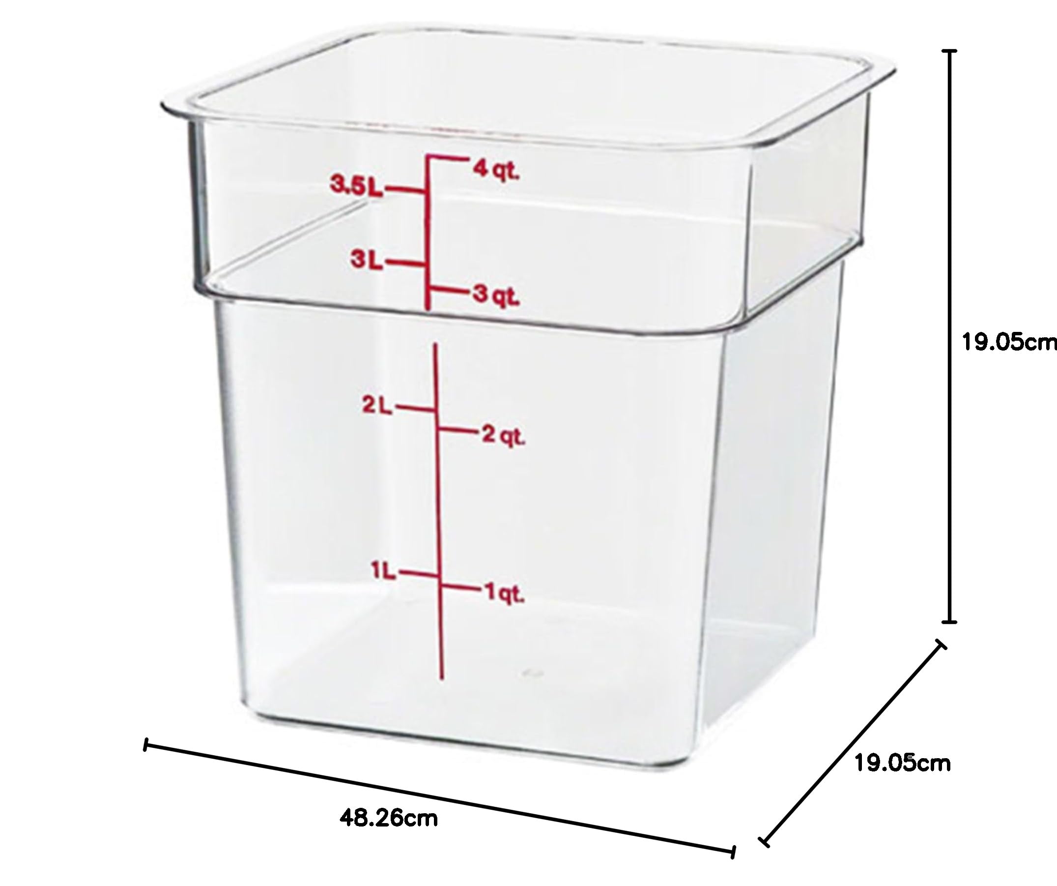 Cambro 4SFSCW135 CamSquare - Contenitore per alimenti quadrato in policarbonato, 4 litri, 2 unità