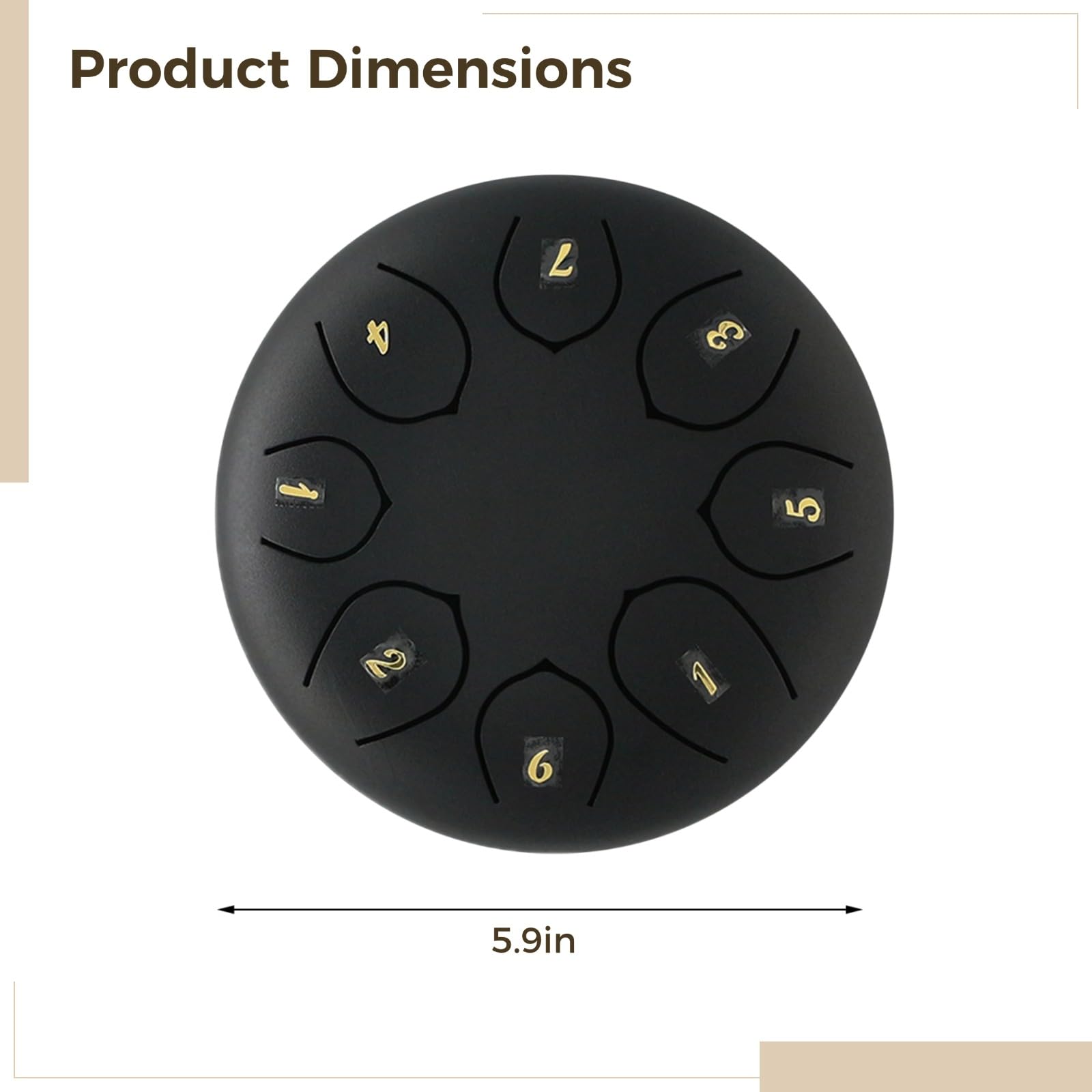 Outdoor 6-Inch Steel Tongue Drum, 8-Note Rain Drum, Portable Sound Healing Instrument For Garden & Meditation, Matte Black