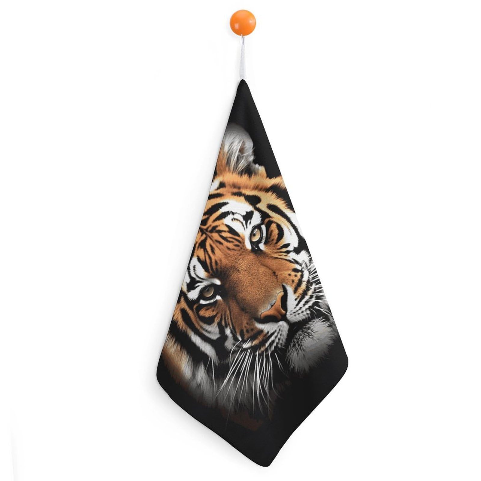 LDGSUPH Tiger Face Hand Towels Fashion Hand Face Towel with Hanging Strap Absorbent Soft Decorative Towel Fade Resistant Cozy Face Cloths for Kitchen Gym Bathroom Towels 1PCS
