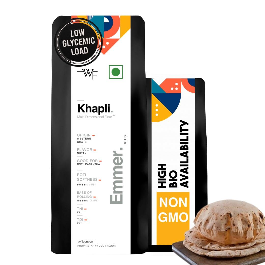 Stone ground Khapli Wheat Flour | 1kg | Clinically Certified Low GI of 39 | No Blending - 100% Khapli Atta | Diabetic-Friendly | High Fiber & Protein | Emmer Atta