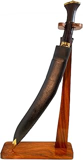Gurkha Sirupate Kukri Knife 24 IN Fixed Blade With Solid Wooden Stand, Sheath, 2 Small Knives - Handmade In Nepal