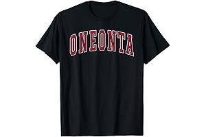 Oneonta New York Souvenir College Style Red Text T-Shirt