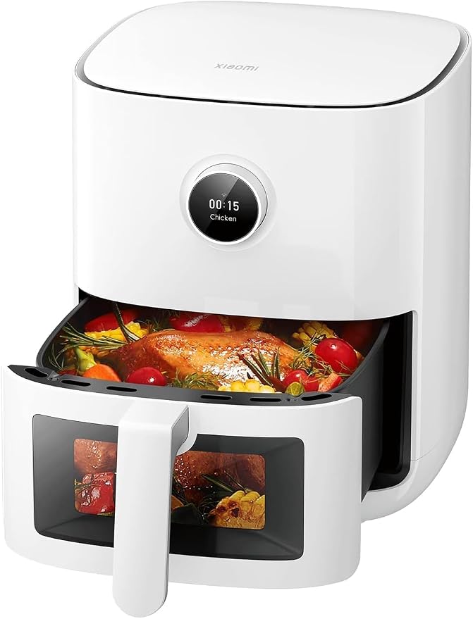 XIAOMI Smart Air Fryer Pro - Freidora sin Aceite de 4L de Capacidad, 1600W, Más de 100 Recetas Disponibles, Pantalla OLED, Temperatura Regulable 40°C-200°C, Blanco (Versión ES + 3 años de garantía)