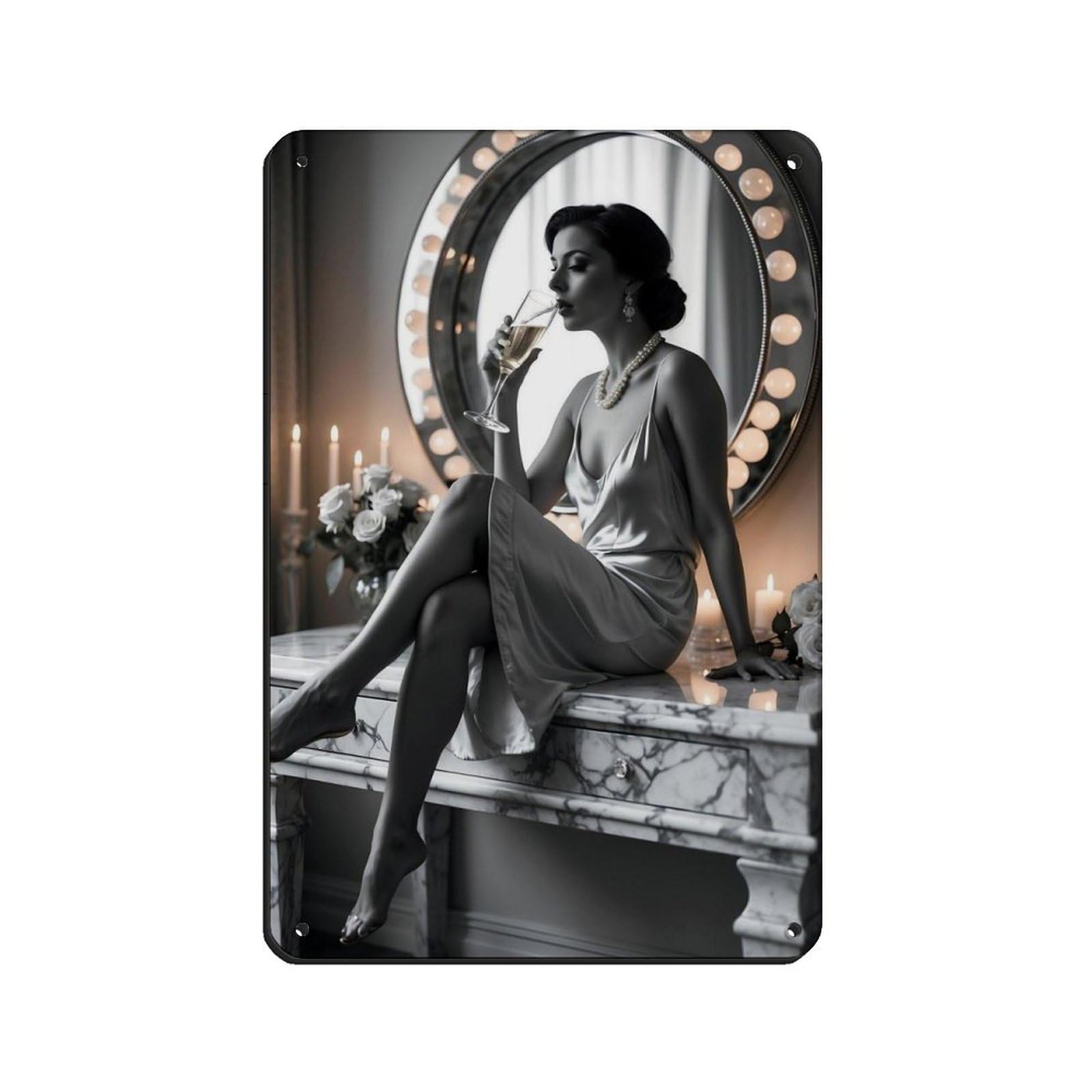 Elegant Woman Retro Glamour Retro Poster Metal Tin Sign Chic Art Retro Iron Painting Bar People Cave Cafe Family Garage Poster Wall Decoration 8x12inch(20x30cm)