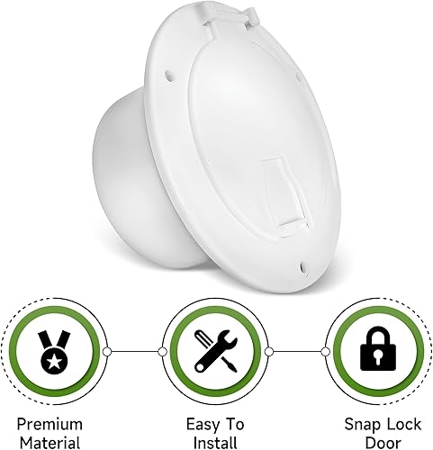 Miniatura 4 de Escotilla de cable eléctrico redonda de 5 pulgadas para cables de 30 y 50 amperios, cubierta de escotilla de cable de alimentación de RV compatible