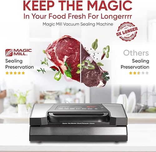 Miniatura 3 de Magic Mill Máquina selladora al vacío profesional  Con mango patentado de fácil bloqueo y liberación, conservación de alimentos Power Pro para