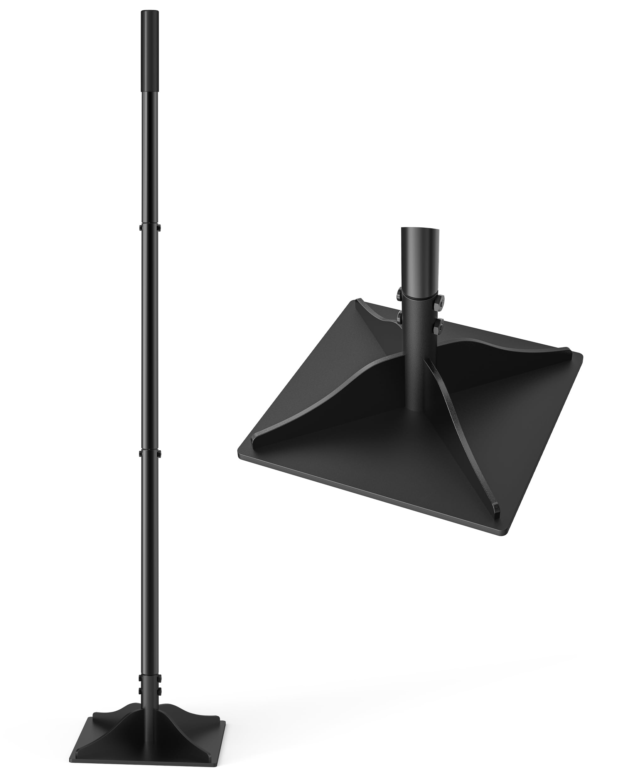 Signstek Heavy Duty Steel Ground Tamper, 20 × 20 cm Square Plate with 122 cm Detachable Handle, All-Steel Soil Compactor with Comfort Grip for Leveling Soil, Patios, Pavers & Walkways