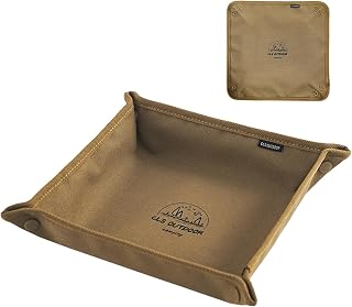 Portable Collapsible Canvas Storage Tray, 12x12 Inch, Multi-Functional Organizer for Home, Travel, Camping, Vanity, Kitchen, Outdoor Picnics (Coffee)