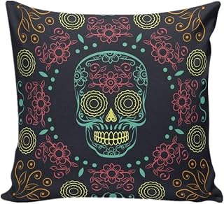 Housse de coussin motif tête de mort pour canapé, lit, décoration d'intérieur, festival, housse de coussin multicolore, confortable et respectueuse de l'environnement, utile et pratique