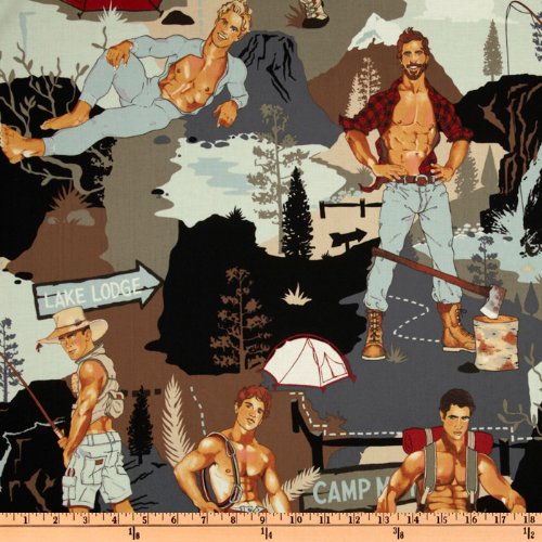 Alexander Henry Pin Ups The Outdoorsy Type Frost, Fabric by the Yard