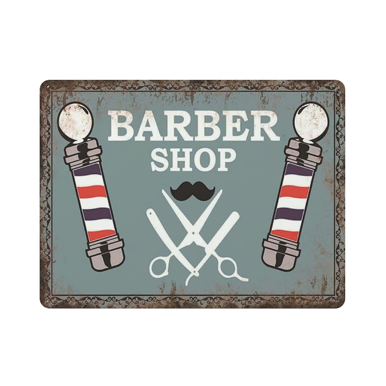 Metal Tin Sign Barber Scissors Razor Vintage Tin Poster Metal Sign Wall Decoration Country Kitchen Home Garage Decor 12"x16"