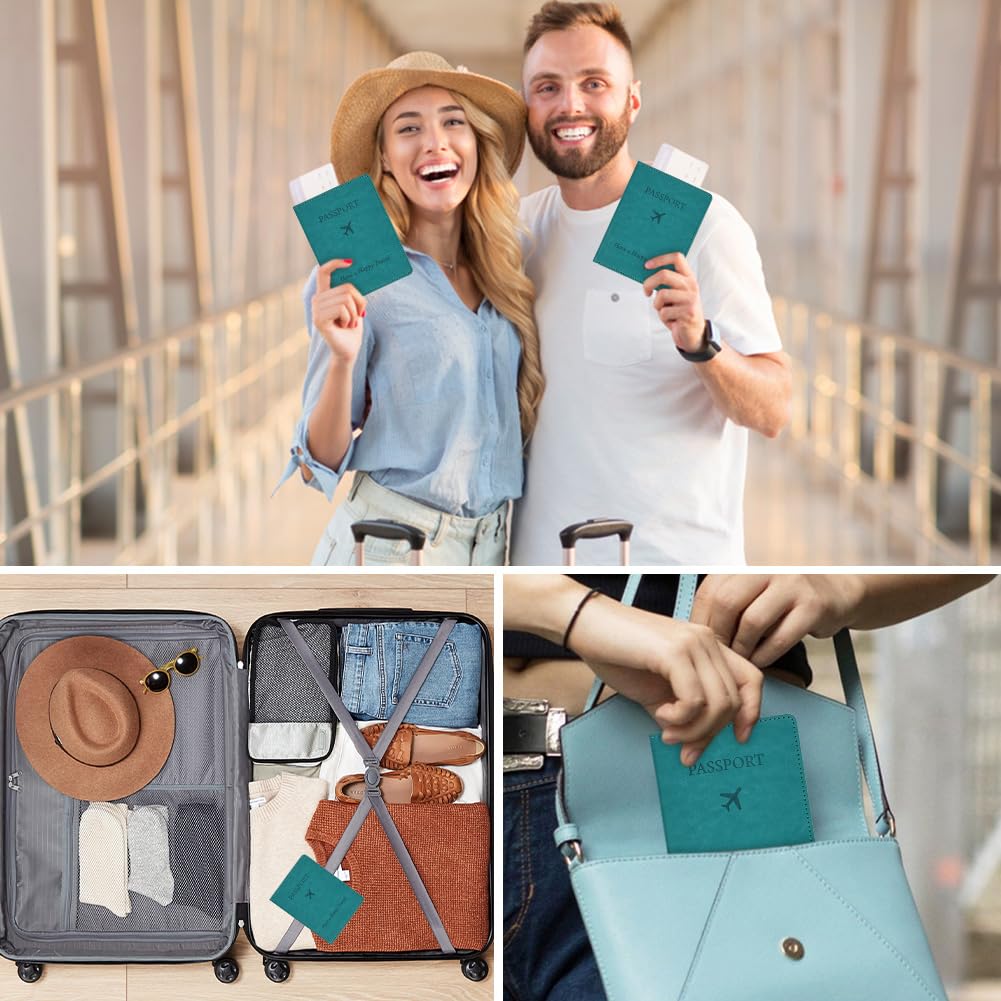OFFCUP Protege Passeport, Pochette Passeport en Cuir PU, Housse de Passeport mit RFID-Blocker Housse Passeport Voyage Passeport éTui pour Cartes de crédit Carte d'identité Carte d'visite (Vert)