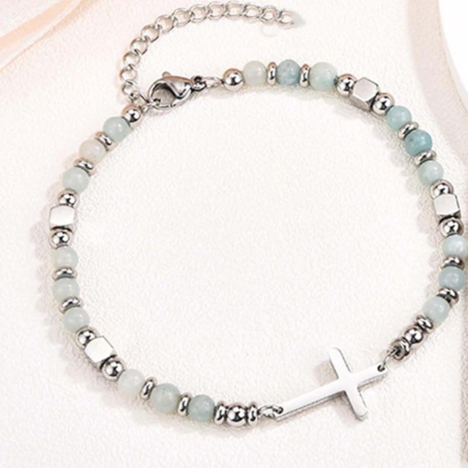 to My Daughter Bracelet from Mom Dad Christian Cross Natural Stone Healing Gold Knot Silver Heart Rhinestone charm Dainty Jewelry Daughter Gifts for Birthday - Image 5