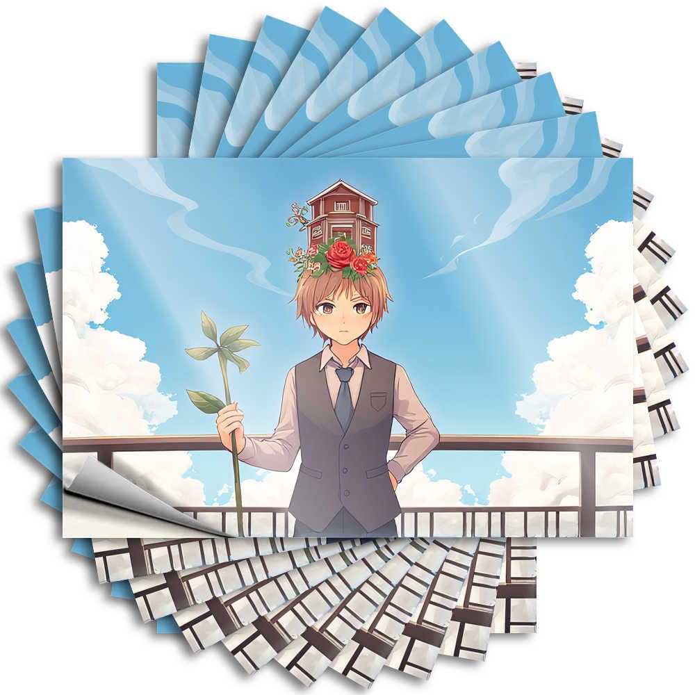 Fzfn Men's Colour Quote Spring Indie Room Decor Case Flower Crown And House On Head: A Serene Scene - No Residue Decals For Humor(12X18cm)