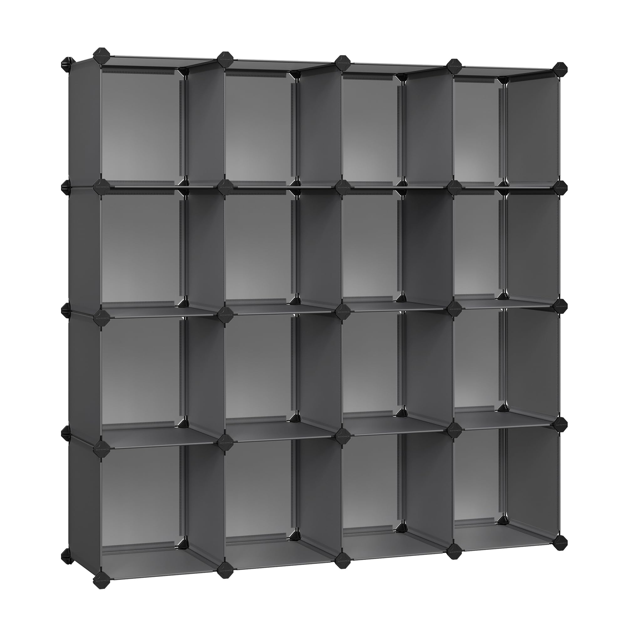 SONGMICS Cube Storage Organizer, Set of 16 Plastic Cubes, Closet Organizers and Storage, Room Organization, Bedroom Living Room, 12.2 x 48.4 x 48.4 Inches, Gray ULPC442G01
