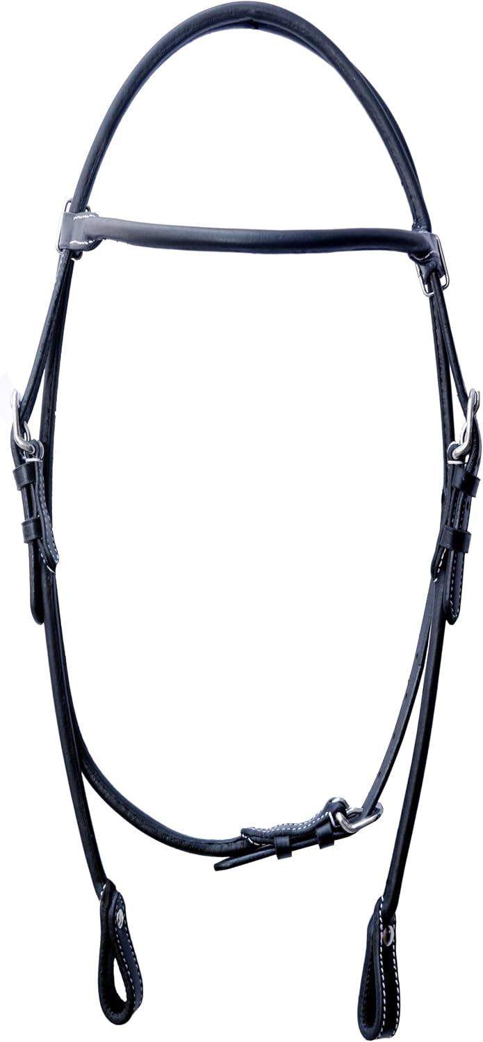Rolled Leather Western Headstall Bridle| Plain|Classic| Horse Riding Accessory