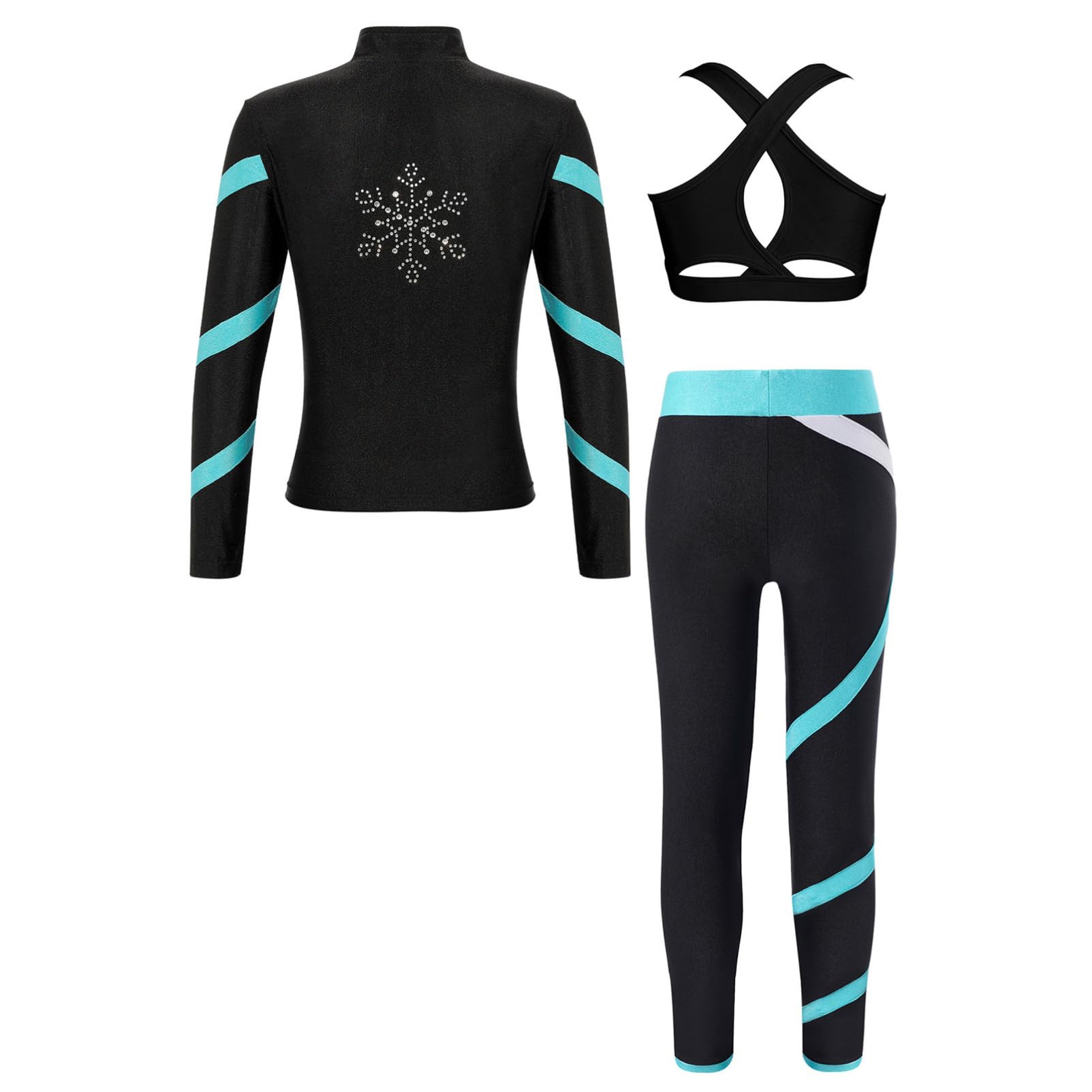CHICTRY Ensemble Sport 3 Pièces Enfant Fille Sweat-shirt Zipper et Débardeur Dos Nageur et Legging de Jogging Survêtement Running Course Gym Sportwear 4-16 Ans