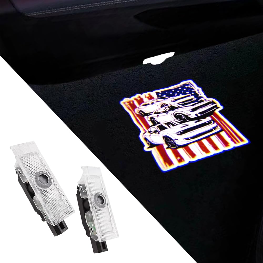 2PCS Car Door Logo Lights Compatible for Challenger 2015-present, LED Courtesy Ghost Shadow Light Projector Lamps Accessories