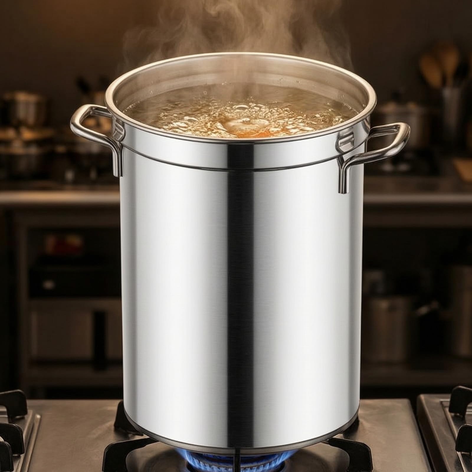 Gralara Pentola in Acciaio Inox con Manici Professionale Pentola con Manici Laterali Lucidata Utensile da Cucina per Ristoratori, Ristorante, 30 60
