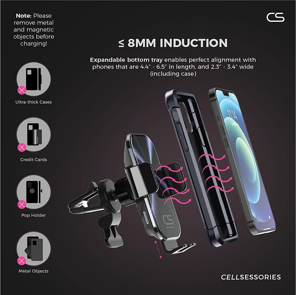 Wireless Car Charger, 15w Qi Fast Charging Auto Clamping, Car Phone Charger Mount, Windshield Dashboard Air Vent Phone Holder for Samsung Note, Galaxy, Huawei, Lg, iPhone 13, 12, Mini, Max Pro etc.