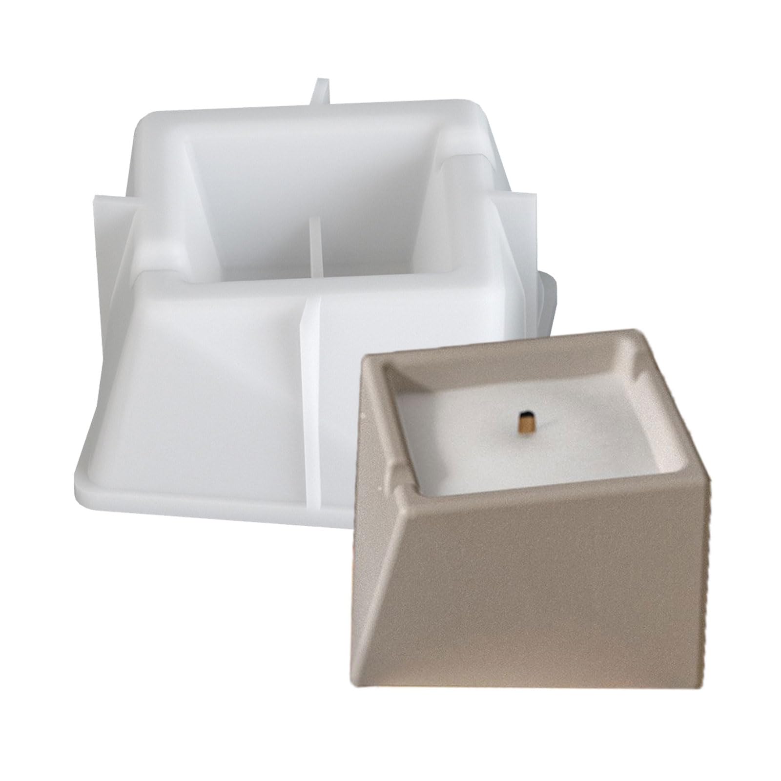 Qusinfc Faceted Square Silicone Cup Mold High Temperatures Resistant Candlestick Succulents Planter Making Mold Food Grade Silicone Resin