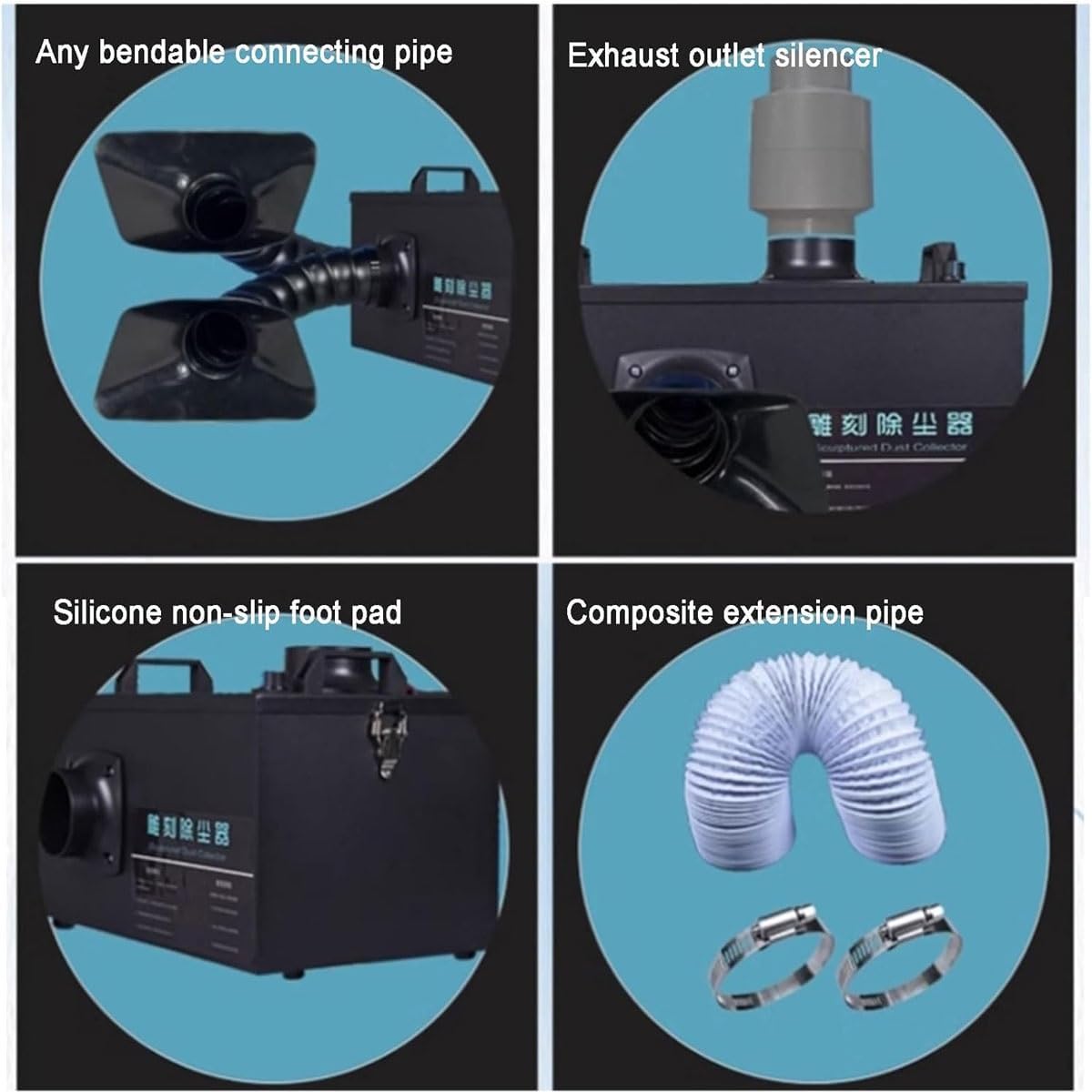 Lab Dust Collector,240W Single-Row Dust Collector Vacuum Cleaner,Desktop Vacuum Cleaner, Adjustable Speed, Max Air Volume 580M³/H, with Extension Hose, for Laboratory Grinding, Polishing