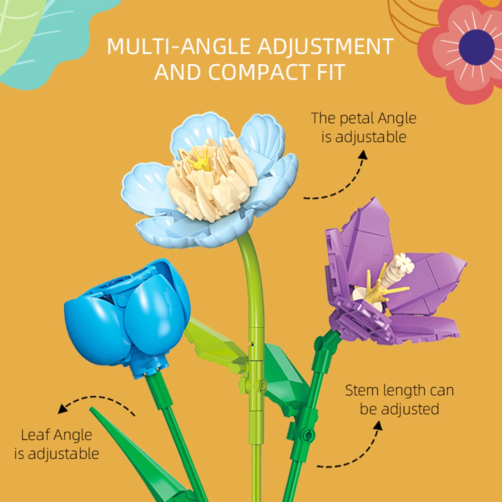 Flowers Building Set 865 PCS Flowers for Adults and Kids, DIY