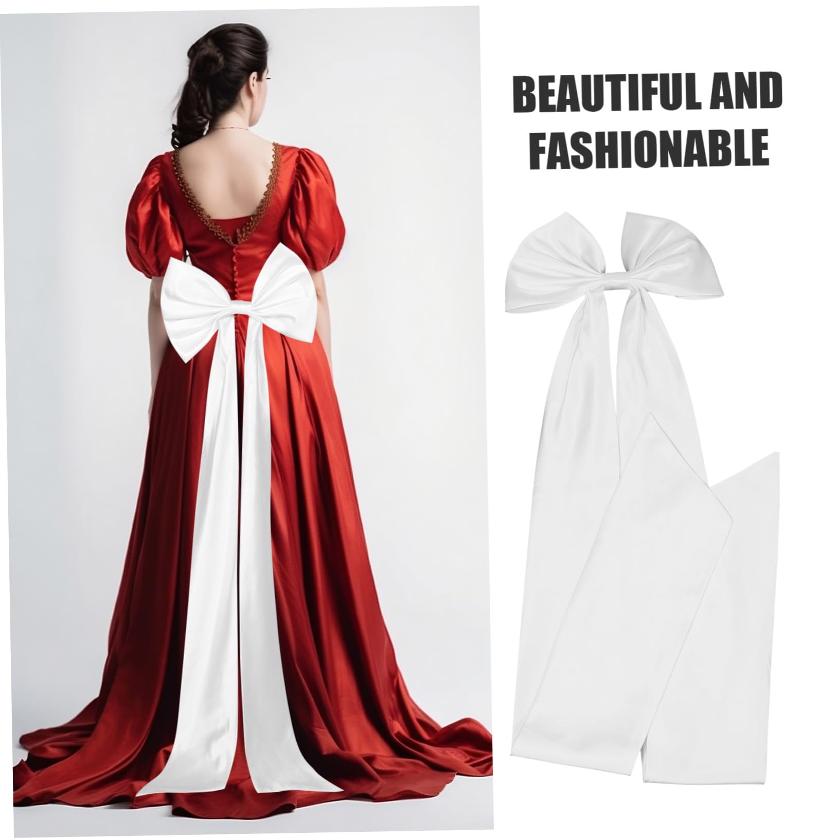 PACKOVE Braut Schleier Weißer Satinband Schleppenschleife mit Schleifenverzierung für Hochzeitskleider und Abendkleider Elegantes Brautaccessoire