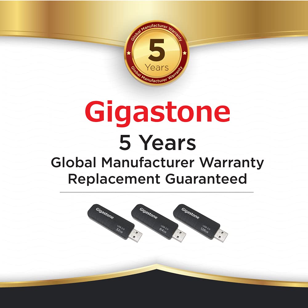 GIGASTONE 64Go Clé USB Flash (Lot de 5) V30 USB 2.0, Haute Vitesse, Boucle Porte-clés, Design Coulissant, Stockage et Sauvegarde pour PC/Mac/TV/Voiture
