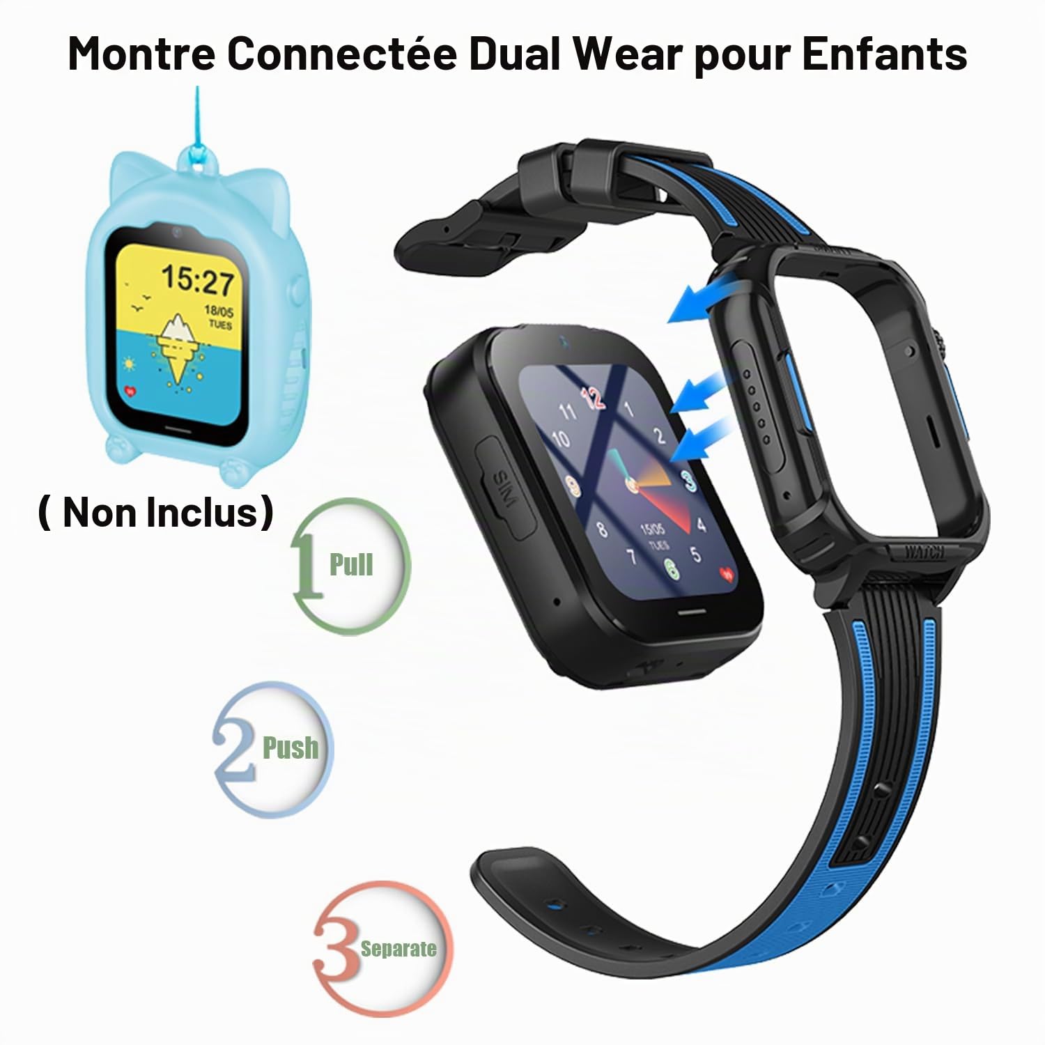 Montre Connectée Enfant GPS 4G Montre Telephone Étanche avec WiFi Appel Vidéo SOS Mode Classe Notification de Vibration Smartwatch Enfant Cadeaux pour 5-12 Garçons Filles