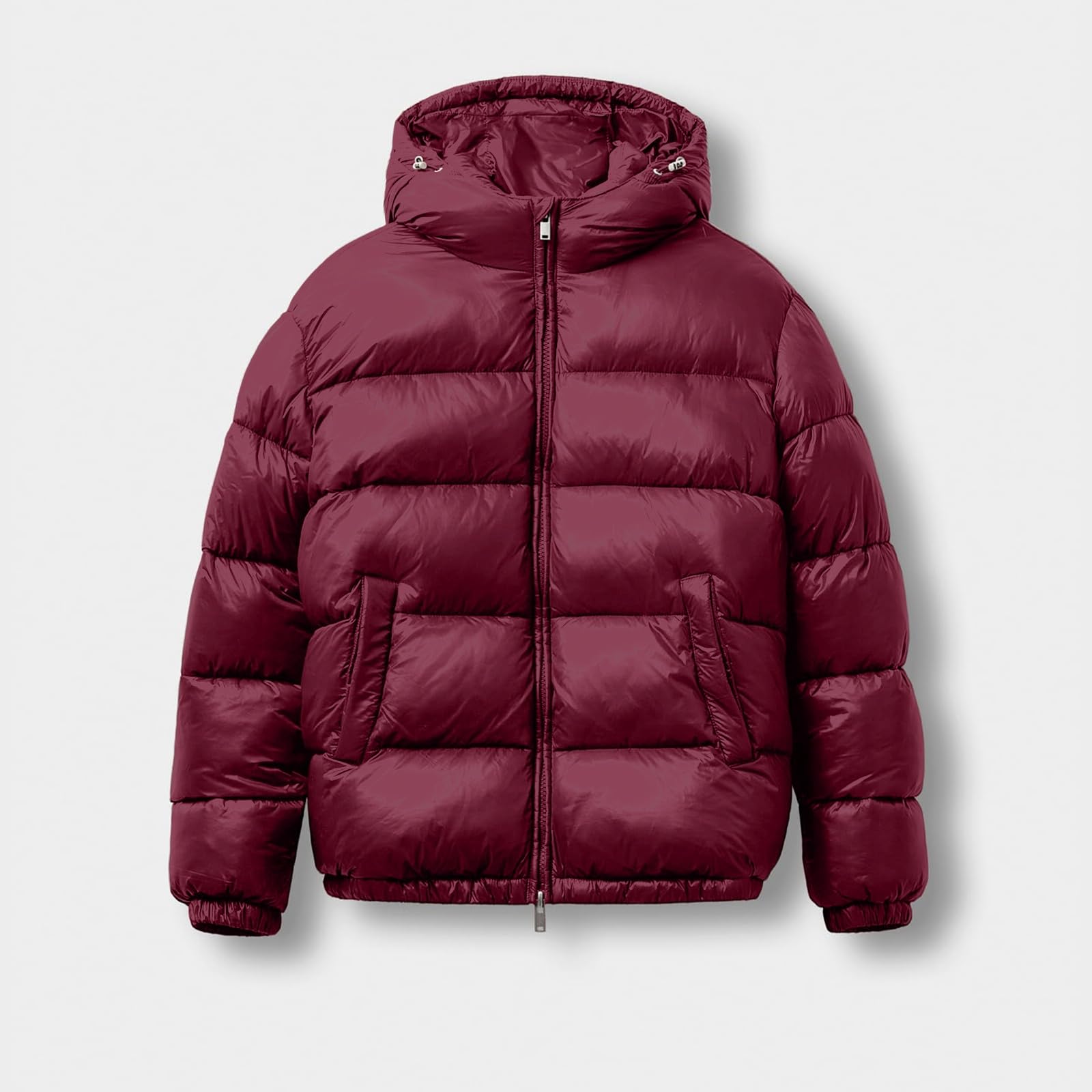 Piumino da uomo con cappuccio staccabile, cappotto invernale ampio, tasche interne e gilet liscio "giù" giù" cappotto bolla oversize streetwear caldo con cappuccio Slick Shell