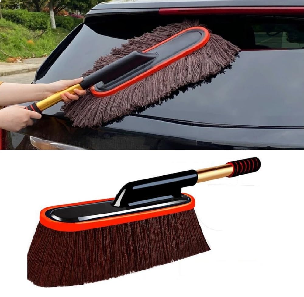 DETACHI Car Duster Microfiber Car Cleaning Brush Super Soft Microfiber Duster with Extendable and Wax Treated Cotton Strands Car Brush for Cleaning Scratch Free Microfiber Duster for Car (Brown)-image-45
