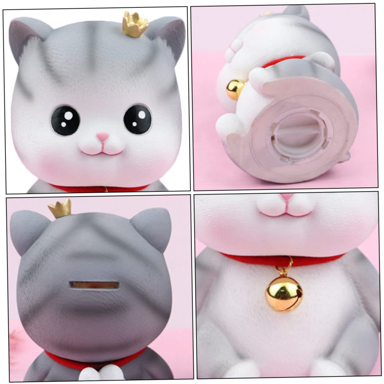 Hohopeti Tirelire Chat en Vinyle, Pot à Argenté pour Chatons, Motif Dessin Animé, pour Fille, Rangement de Monnaie, Décoration de Bureau Couleur Aléatoire