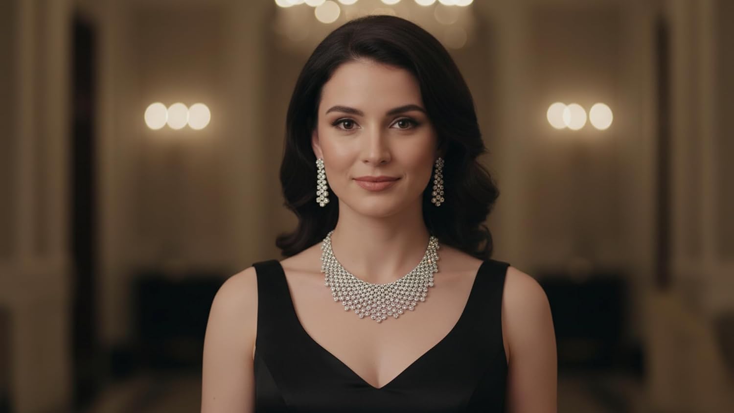 Handmade Cubic Zirconia Rhinestone Statement Necklace Set, Multi-Layer Bridal Choker, Silver Finish, Fully Flexible Necklace, Wedding and Bridal Jewelry