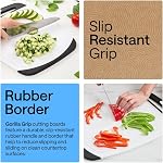 GORILLA GRIP Planche de coupe durable 3, Tailles multiples, réversibles et surdimensionnées, facile Grip Poignée, Jus Grooves, Lave-vaisselle Coffre-fort, Grandes plaques de cuisson, Viande, Veggies, Noir
