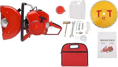 Miniatura 9 de 2-Stroke 78.5CC Gas Powered Concrete Saw, 2.9KW Single Cylinder Air-cooled Engine Circular Saws Power Cutting Machine Gasoline Toothless Saw, 6500rpm