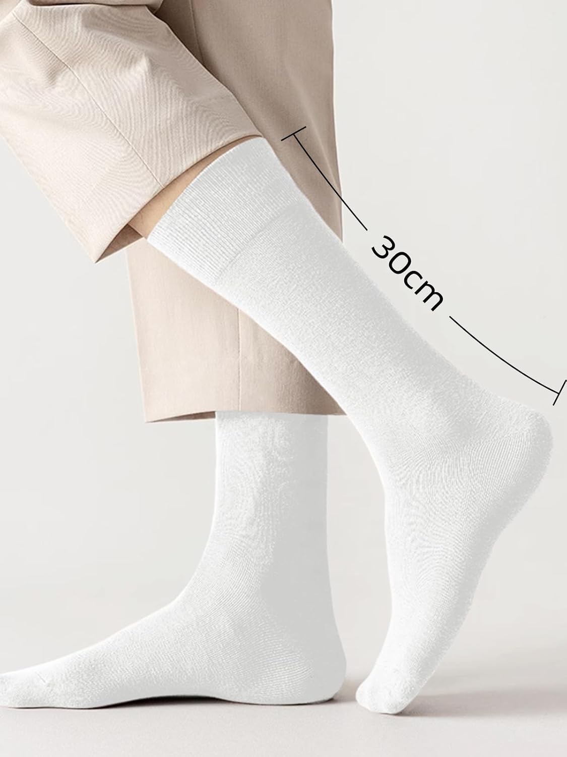 HAVE A TREE Mens Dress White Long Business Casual Plain Socks 3-12Pack image 2