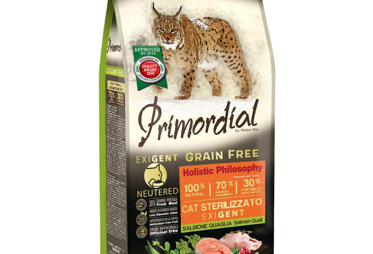Comida seca para gatos esterilizados Neutered Exigent con salmón y codorniz, 6 kg