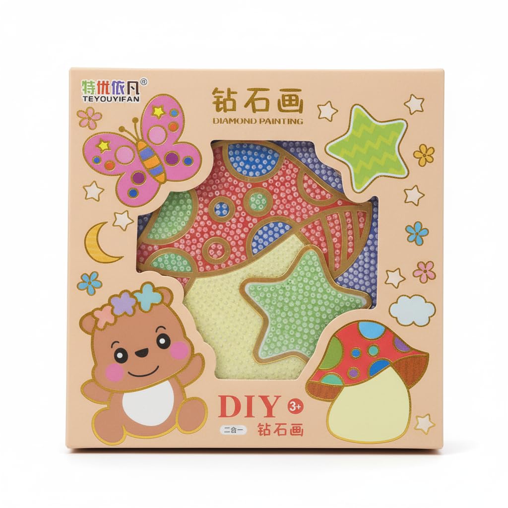 KRySt 5D Diamond Art Painting Kit for Kids Crystal Diamond Painting Set with Pre-Printed Canvas, Wooden Frame, Point Drill Pen, Tray, and Mud | Creative Art and Craft (Mushroom)-image-28