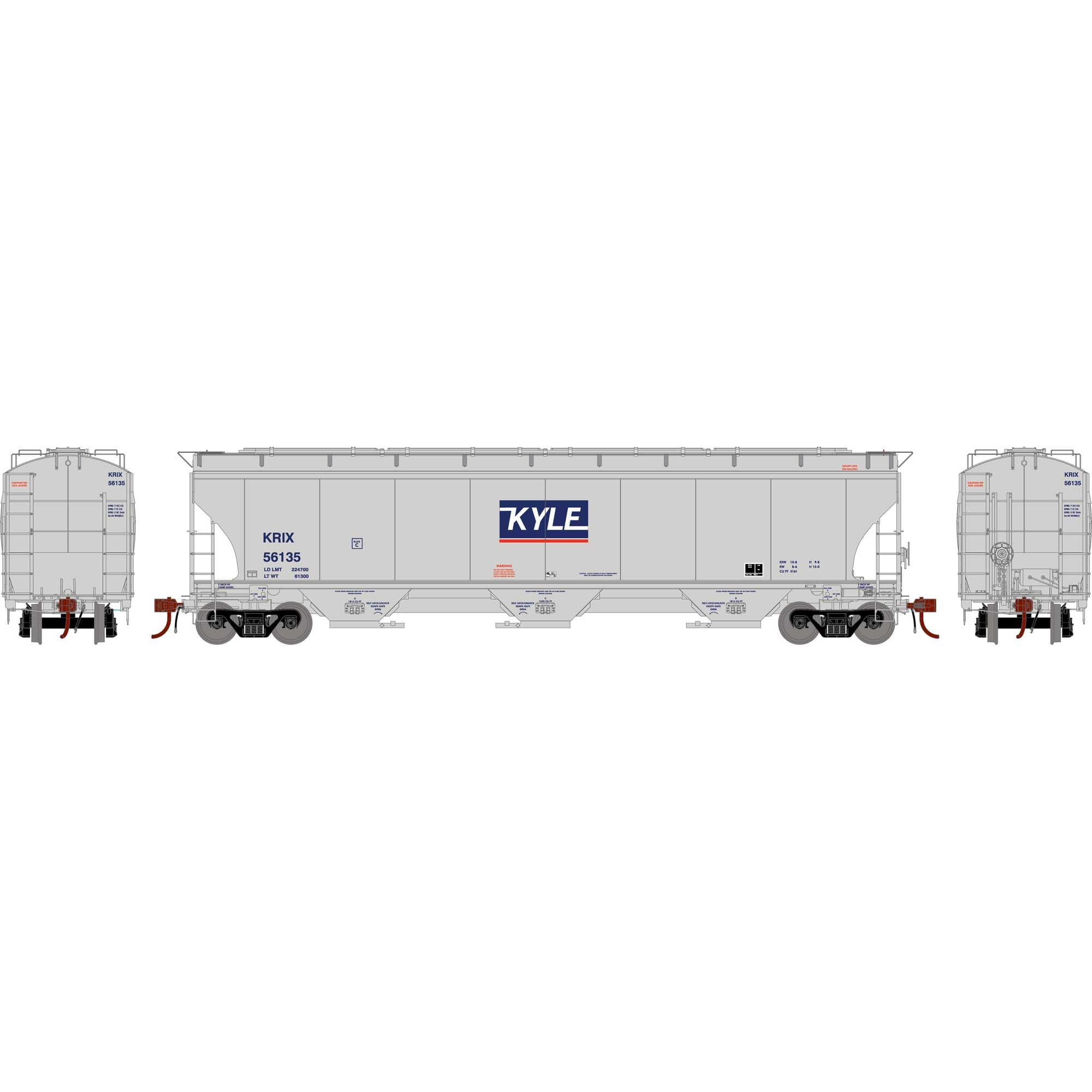 Athearn HO Trinity 3-Bay Hoppers KRIX #56135 ATHG97160 HO Rolling Stock