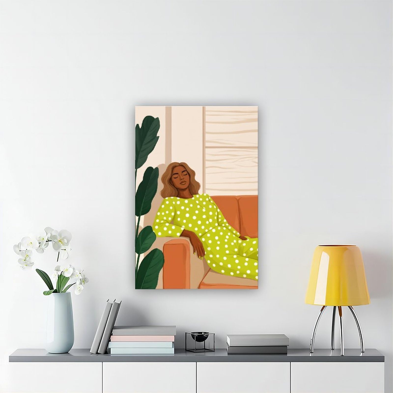 Mnyuein Poster su tela con ritratto di donna afro contemporanea, decorazione per camera da letto, sport, ufficio, stanza, regalo, stampa senza cornice: 61 cm L x 91,4 cm W