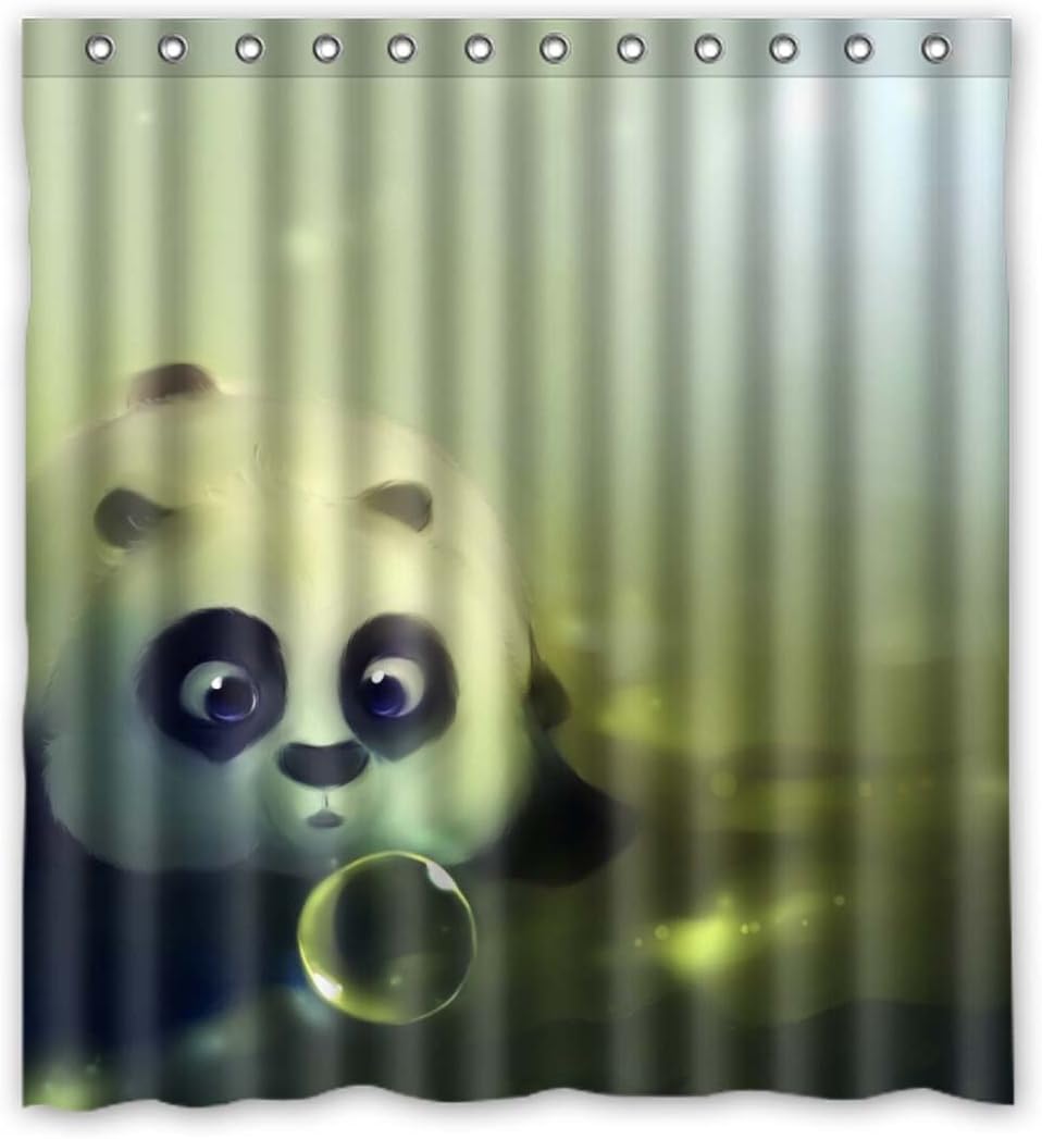 Doubee Personalised Panda Bamboo Waterproof Shower Curtain PEVA Shower Curtain 167 x 183 cm, polyester, E, 66" x 72"