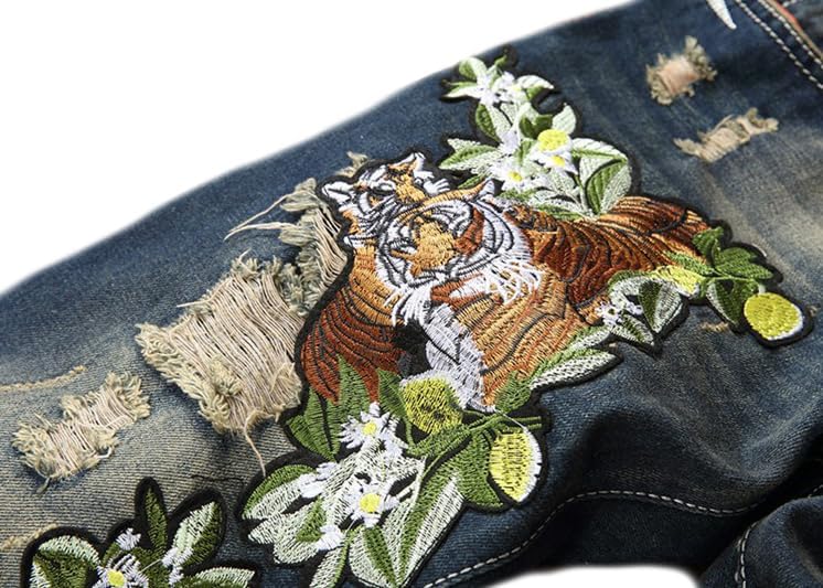 Enrica Men's Ripped Straight Slim Moto Biker Jeans - Image 7