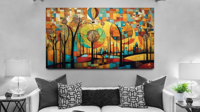 Abstracte stad van Bert Nijholt op canvas, behang en meer Abstracte stad van Bert Nijholt op canvas, behang en meer
